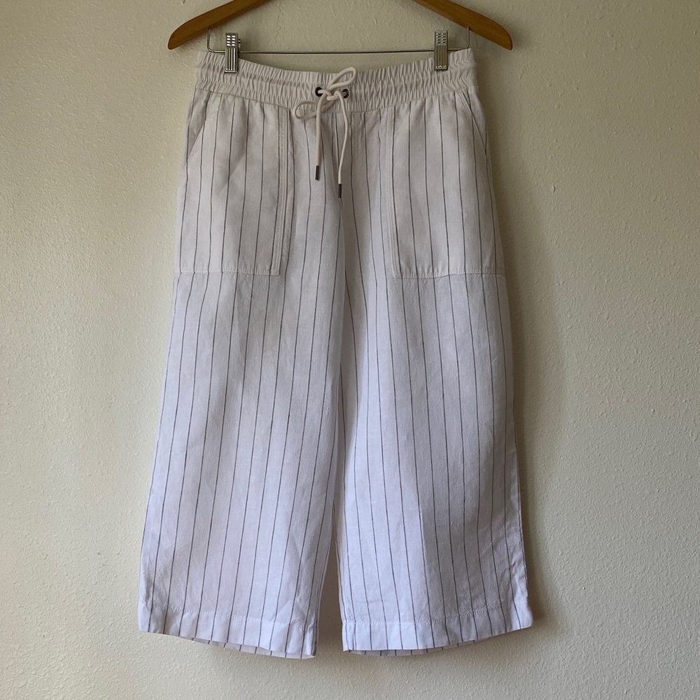 Athleta Bali Linen Wide Leg Crop Pants Size 4P